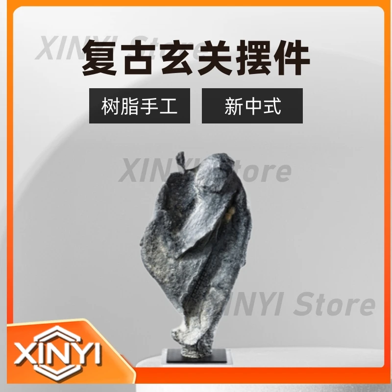 Wabi Sabi Style Human Sculpture Decoration for Sample Room Home Entrance and Antique Shelf Retro Resin Craft for All