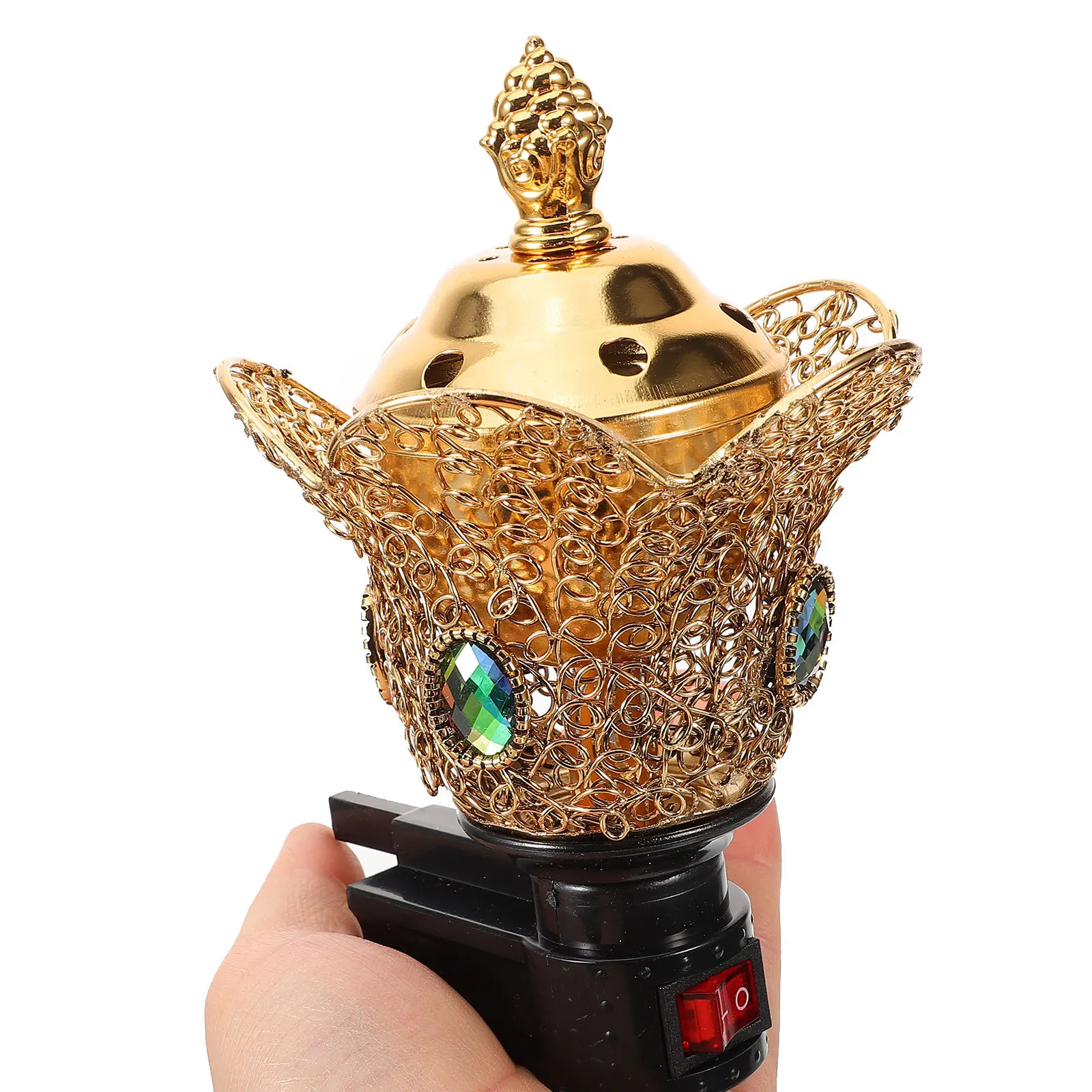 

Electric Arabian Incense Burner Small Lidded Plug-in Censer Ornament Uk Plug Vintage Aroma Burner Decorative Centerpiece