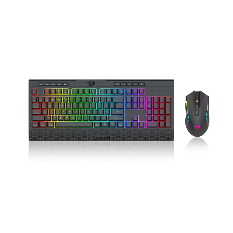Redragon S151 PRO 3-Mode Wilreess Gaming Keyboard & Mouse Combo, 104 Keys K525 RGB Membrane Keyboard