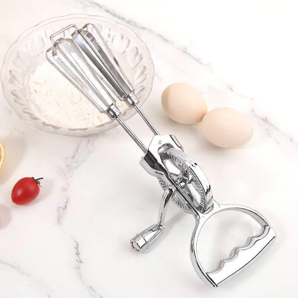 Kitchen Manual Egg Beater Hand Crank Double Wheel Whisk For Baking Pastry Cake Cream Mixing Practical Cooking Gadget