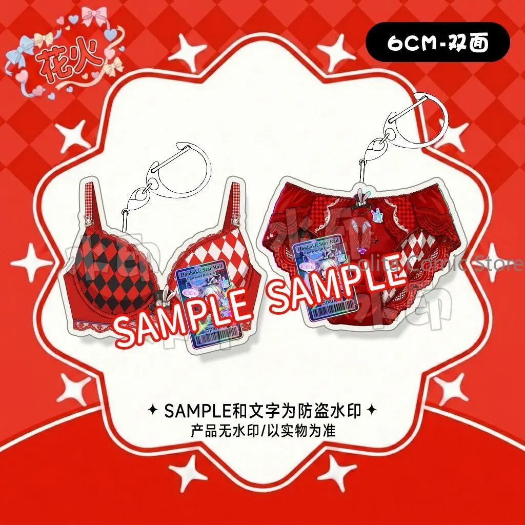 

2pcs/set Sparkle Honkai：Star Rail Cute Anime Cosplay Underwear Theme Acrylic Key Chain Pendant Keychains Keyring Xmas Gift