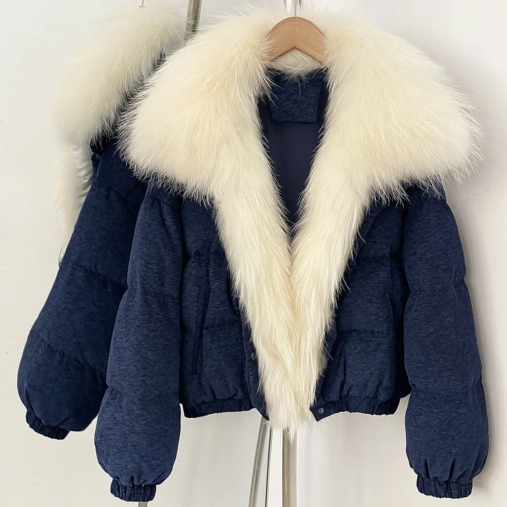 OFTBUY Neue Winter-Kurzjacke aus Baumwolle für Damen, Luxuriöser Echtfuchs-Pelz, Daunenjacke, Modische Warme Naturpelz-Pufferjacke – Detail 25