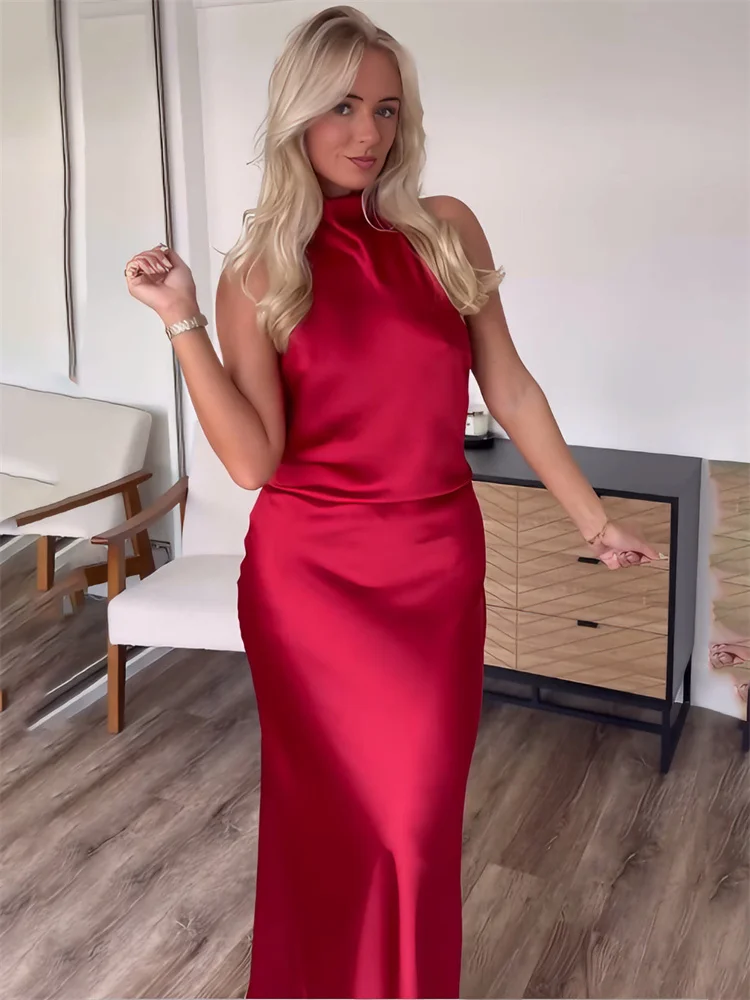 Tossy Moda Raso Primavera Abito Lungo Per Le Donne Backless Sottile Patchwork Solido Elegante Vestito Da Partito Vestiti Femminile Maxi Vestito 2026