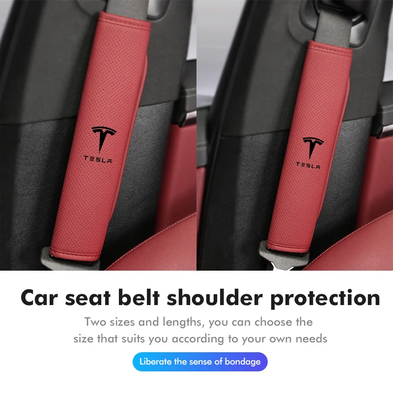 Car Perforated Seat Belt Shoulder Strap Cover Protection Pad For Tesla Model 3 Y S X Roadster