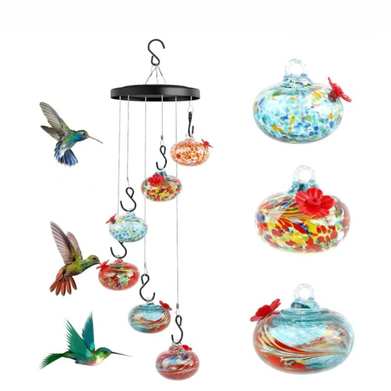 Wind Chime Hummingbird Outdoor Hanging Bird Feeder