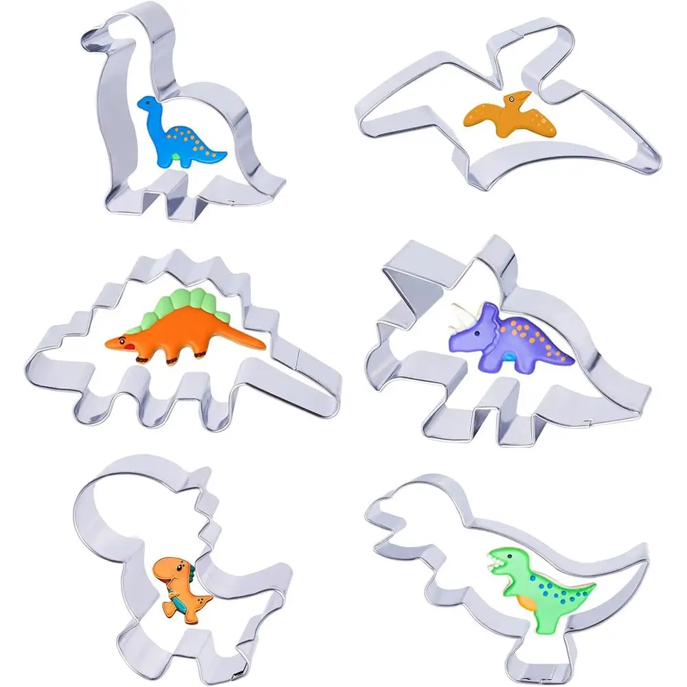 Dinosaur Cookie Cutters, Stainless Steel Metal Dino Cookie Cutter or Kids Dinosaur Pancake Molds, 6 Pcs — купить у AliExpress WW