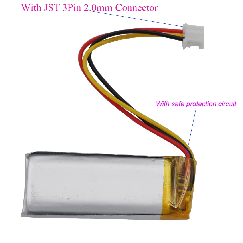 Li Lipo bateria para Roku Pro voz controlador remoto, polímero NTC substituição do termistor, 3.8V, 1000mAh, 3.8Wh, 822048, JST 3Pin, 2.0mm