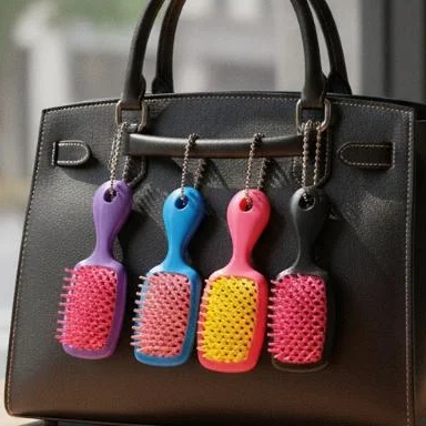 Mini Keychain Hair Brush Air Cushion Massage Comb Compact Pocket Detangler for Students School Travel Daily Hair Care