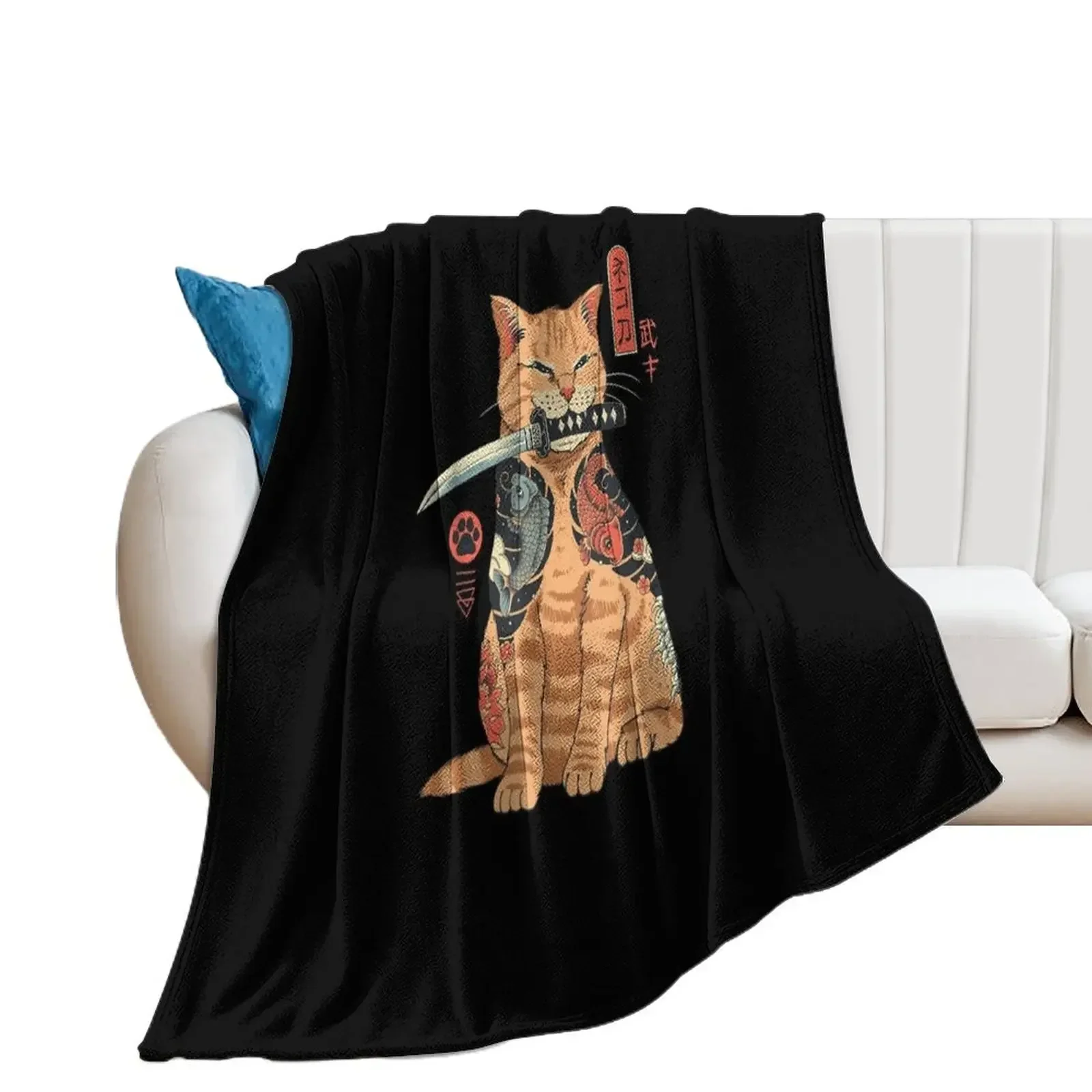 Cat Neko Catana Anime Art For Women Teen Girls Anime merc Throw Blanket Winter beds Luxury St Blankets