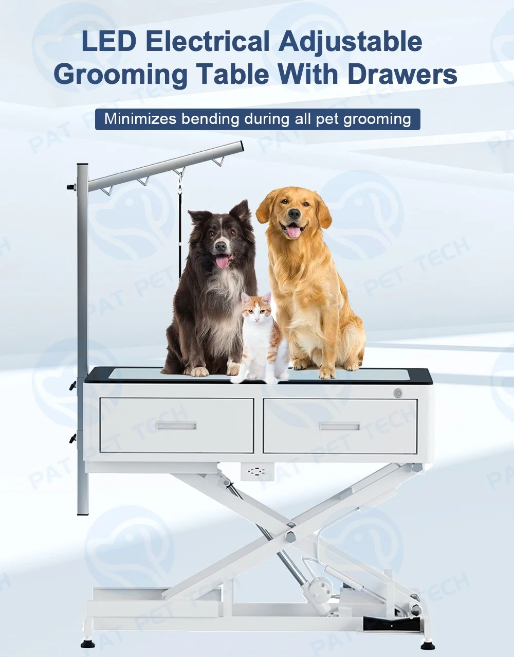 Dog Grooming Table Equipment Adjustable Height Pet Grooming Table With Drawers