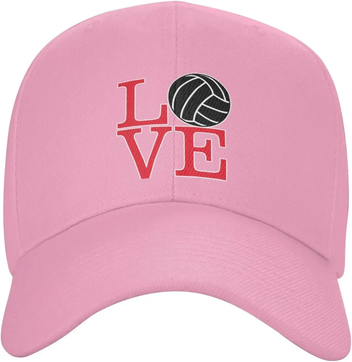 

Розовая бейсболка с рисунком волейбольной любви, унисекс, полиэстер, повседневная регулируемая шляпа на открытом воздухе