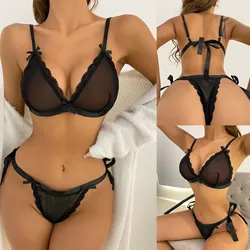 Sexy Lace Lingerie Set Women's Underwear Transparent Bra Panty Sets Lace Black Lingerie Bra Set Underwear Set