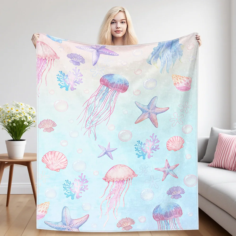 Sea Jelly Nap Blanket,Flannel Blanket,Suitable For Sofas,Beds,Cars,Rooms,Offices,Camping,Exquisite Gift Blankets
