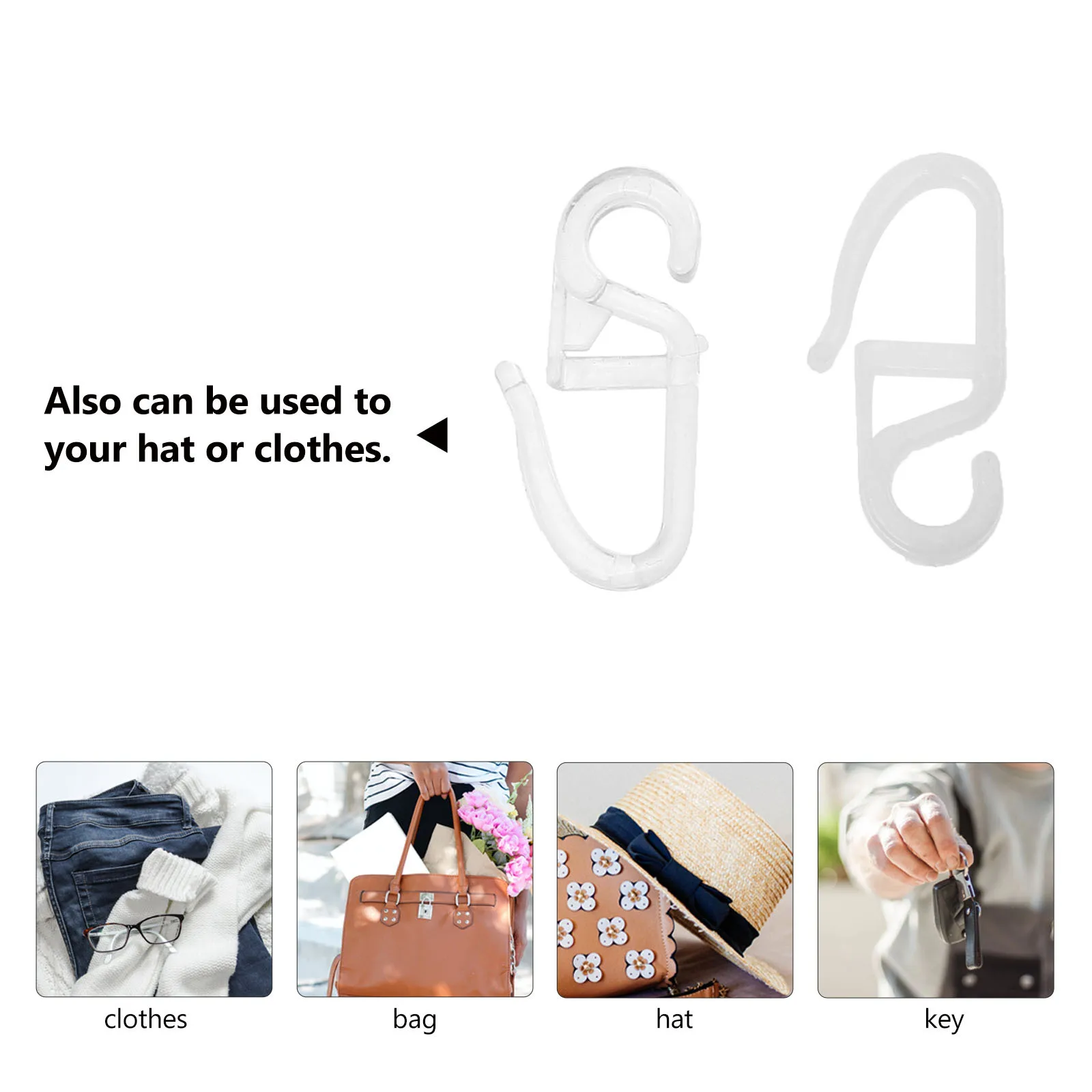 300 Uds. Ganchos de plástico ajustables para cortinas de puerta de baño con barra