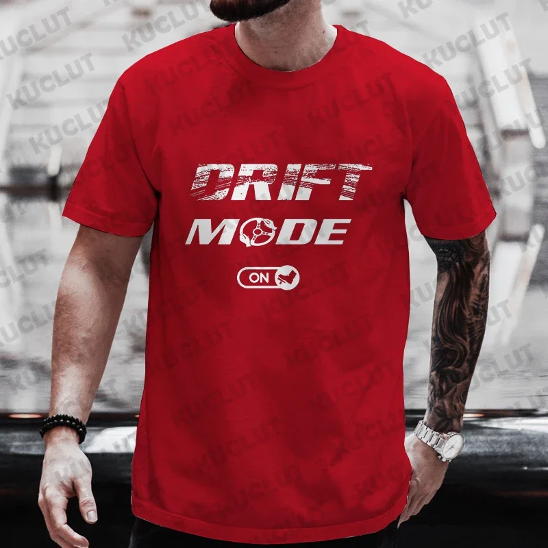 Summer New T-shirts for Men Drifting Cars Drift Mode on Auto Racing Mechanic Print Tshirts Car Lover T Shirt Stylish Clothes Men