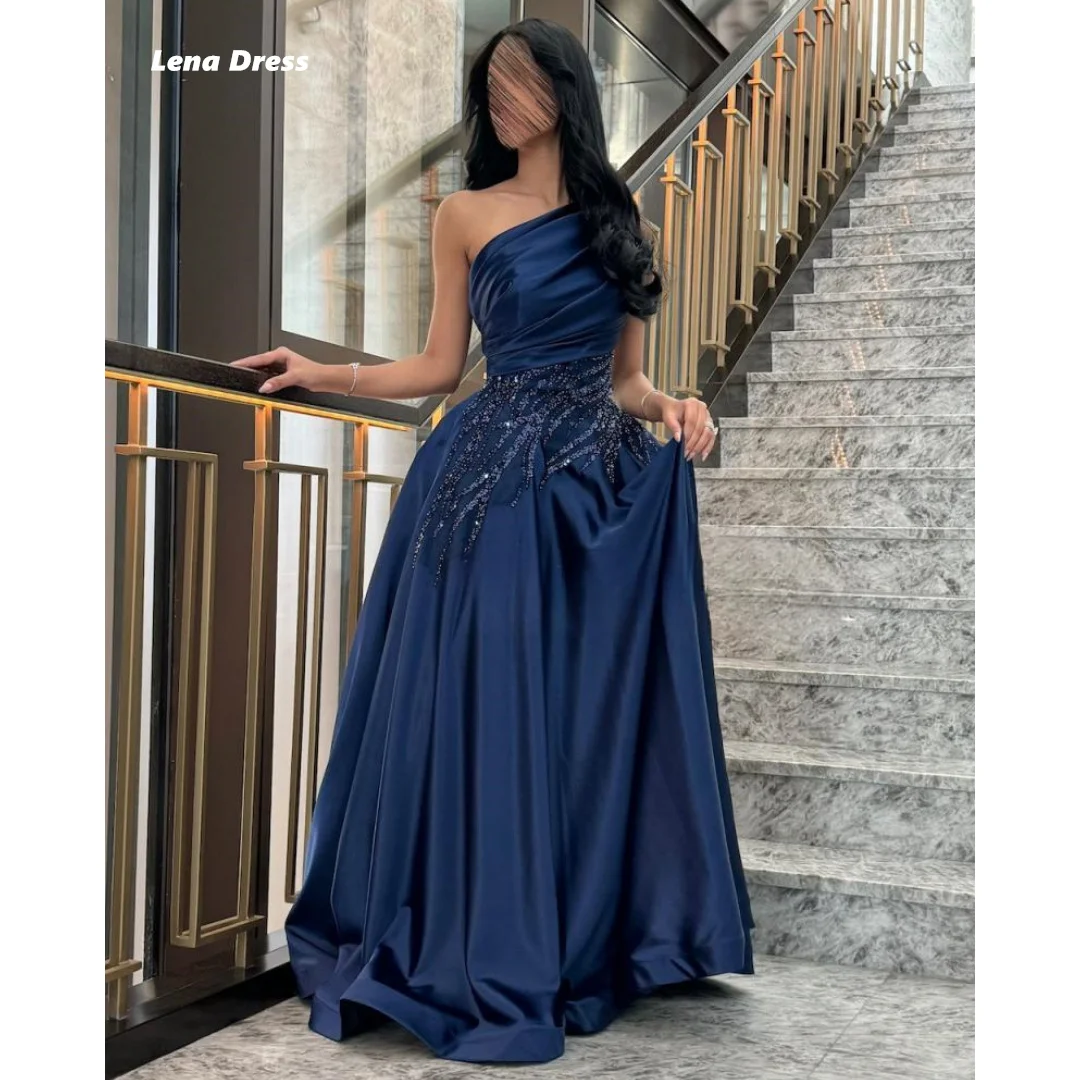 

Lena Satin Luxurious Women's Evening Dresses for Special Occasions Sequins One Shoulder Custom Made Line A Elegant Party Dress