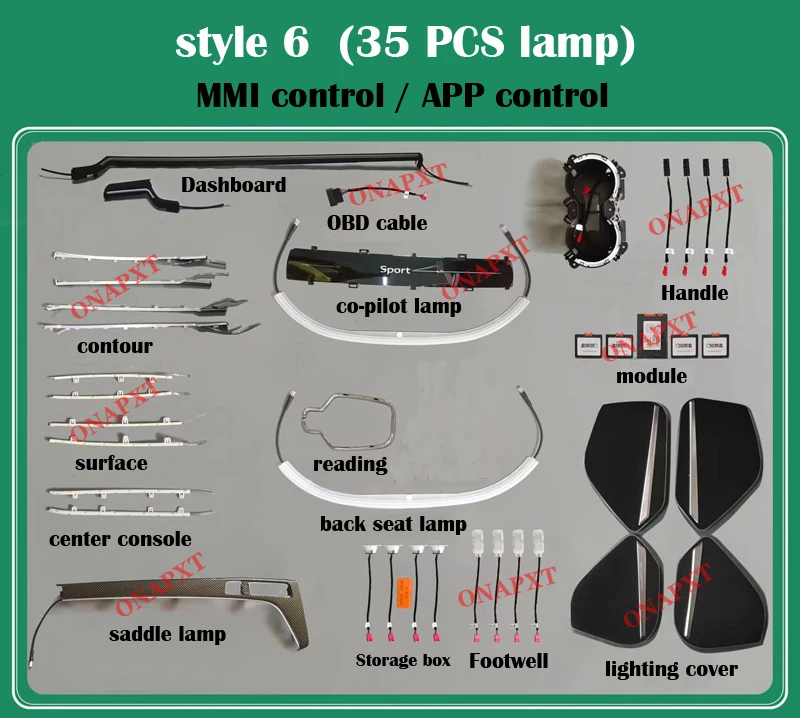 For Audi A4 S4 A5 S5 B9 2016-2023 Decorative Ambient Light Door LED Trim Center Console Dashboard Saddle Atmosphere Lamp