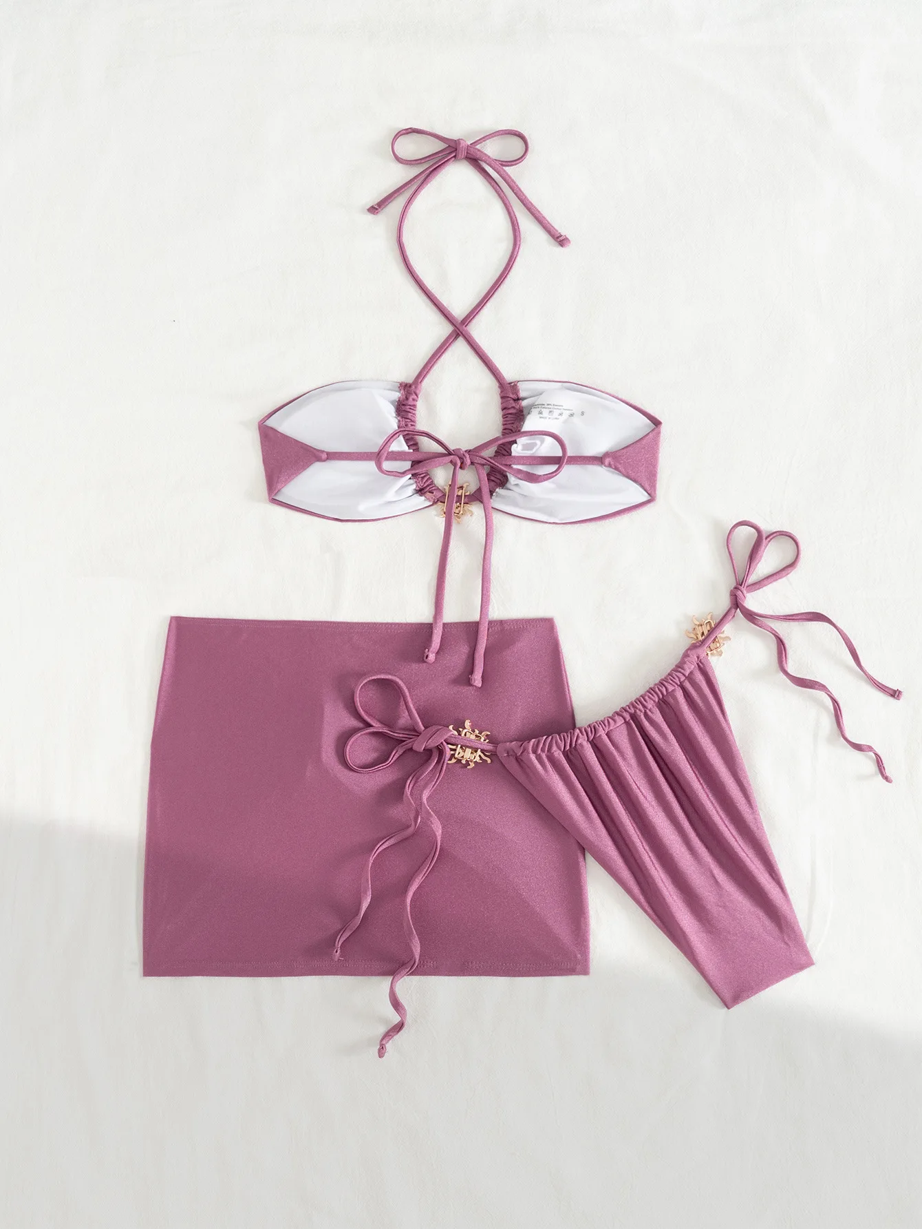 섹시한 반다나 홀터 타이 비키니 세트 3종 주름 미니 스커트 수영복 비치웨어 비키니 탱키니 트리키니