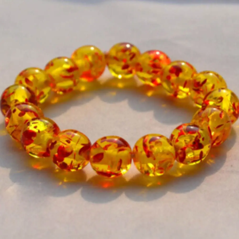 

Women's Men Jewelry 8MM 10MM Bangle Natural Amber Bracelet Bead Round Elastic