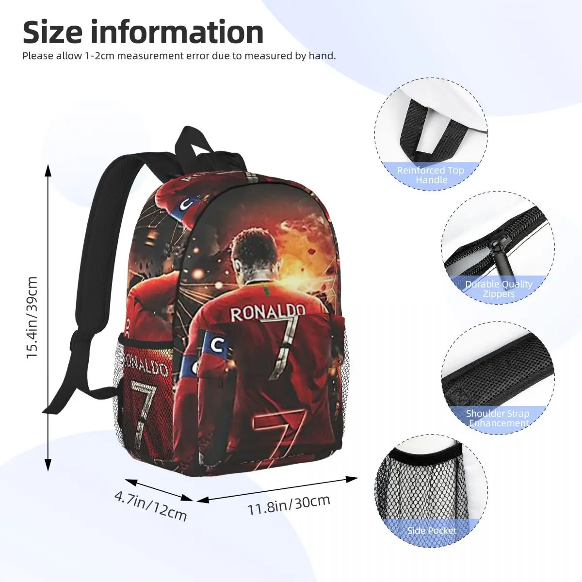 CR7 Cristiano Ronaldo Backpacks Boys Girls Bookbag Casual Children School Bags Laptop Rucksack Shoulder Bag Large Capacity