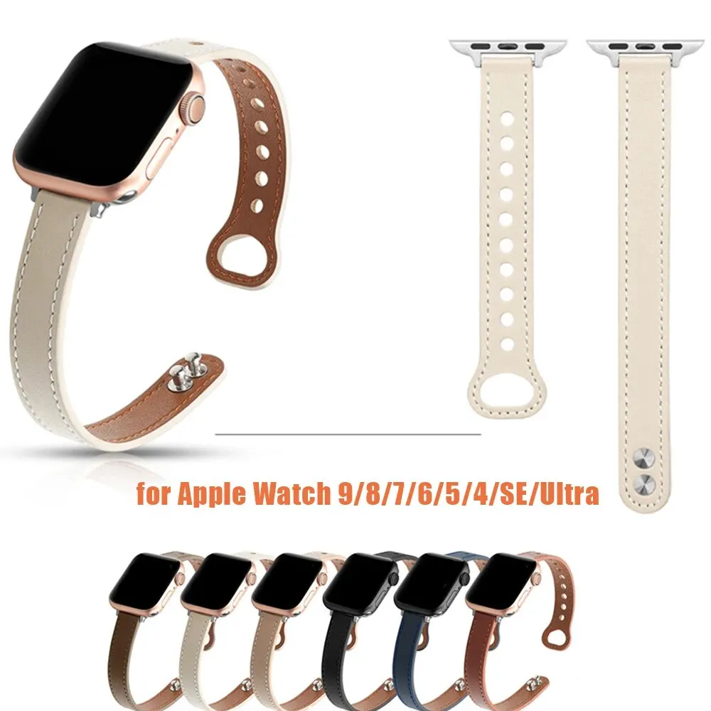 سوار من الجلد لساعة أبل ، سوار لسلسلة iWatch 9 ، SE ، Ultra 8 ، 7 ، 6 ، 5 ، 4 ، 3 ، 44 ، 45 ، 41 ، 40 49 ، 42 ، 38 ، جديد ،