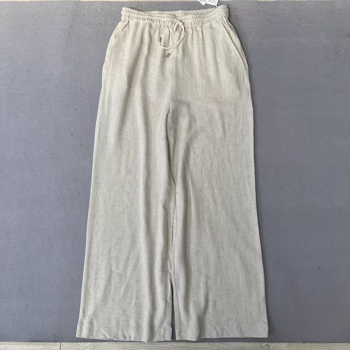 

Женские летние тонкие льняные брюки с эластичным поясом на шнурке, прямые, свободные, универсальные, повседневные, в стиле кэжуал, для работы, простые и стильные