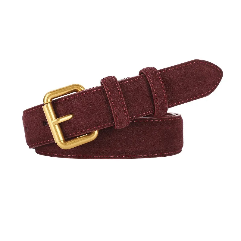 Women Genuine Leather Belt High Quality Vintage Luxury Brand Waistband Pin Buckle Brown Solid Color Belt Ladies Belt Buckle