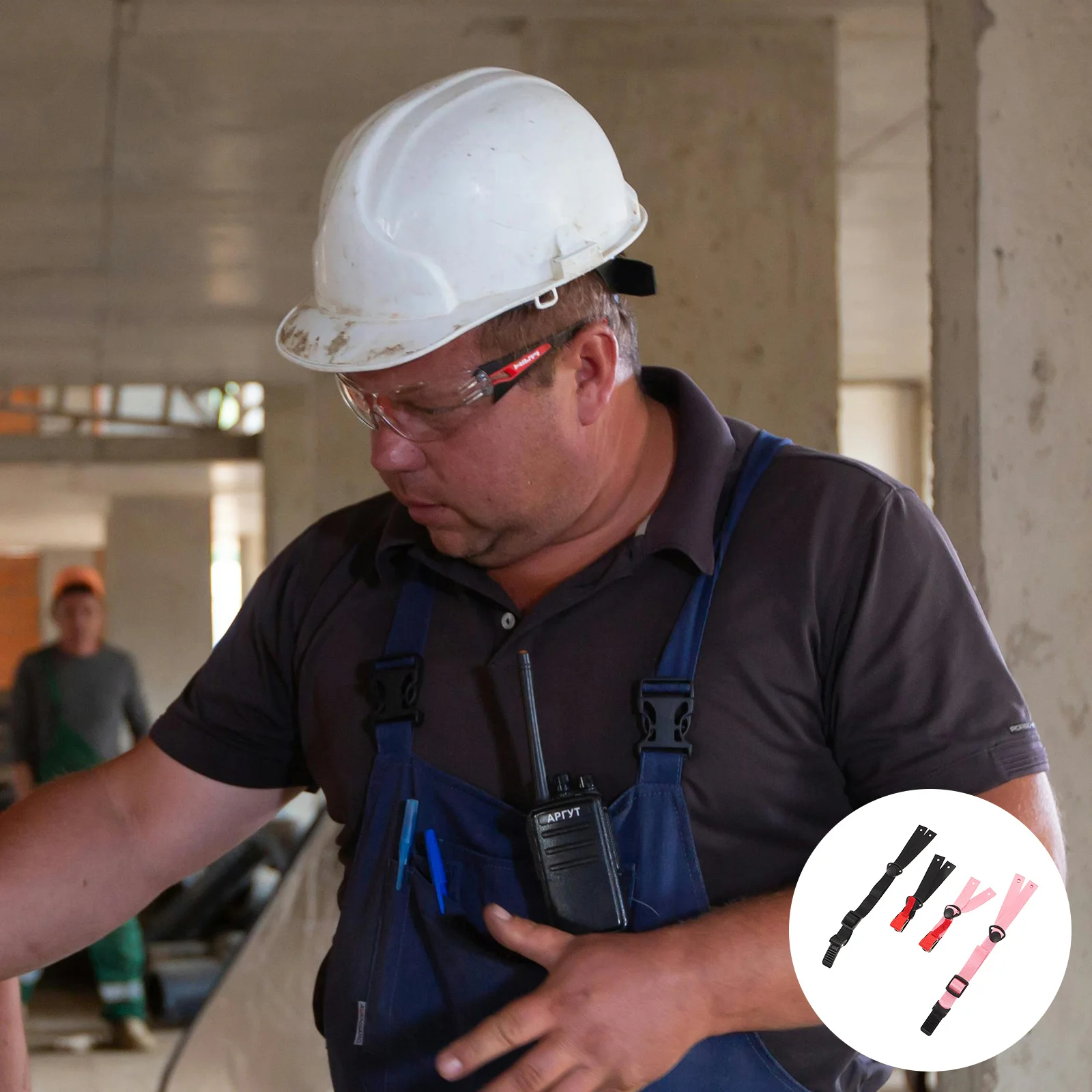 

6Pcs Chin Strap Universal Y-Shape Adjustable Safety Strap for Construction Worksite Hard Hat Pink Black