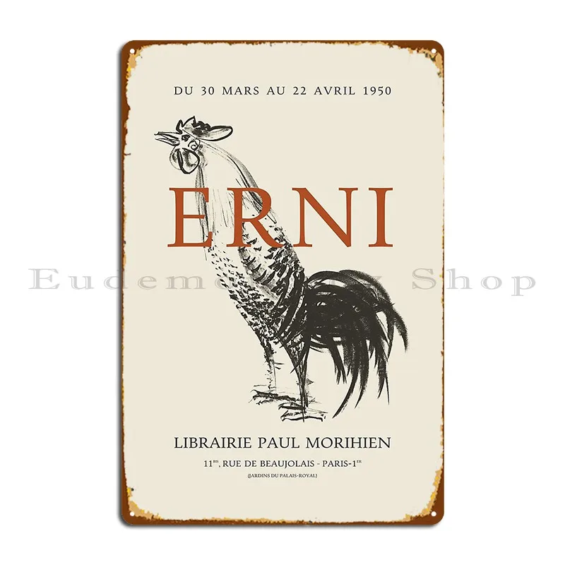 hans erni exhibition poster for librairie paul morihien in paris 1950 Metal Sign Printing Customized Mural Tin Sign Poster