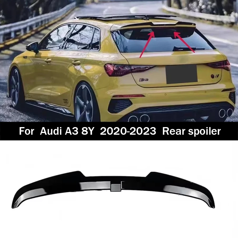 

For Audi 2020-2024 A3 S3 RS3 8Y Sportback Rear Trunk Boot Spoiler Rear Roof Lip Lid Rear Roof Spoiler Wing Body Kits