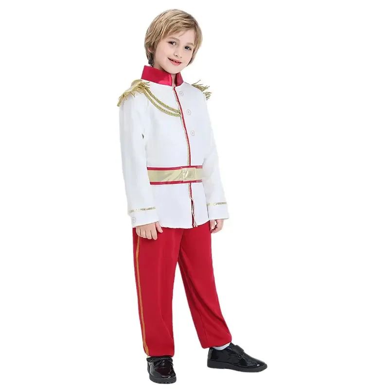 Handsome Boy Middle Ages Noble Royal Charming Prince Cosplay Outfit For Kids Carnival Party Halloween Costumes