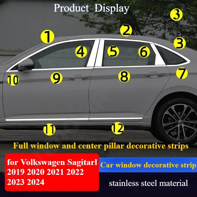 

for Volkswagen Sagitarl 2019 2020 2021 2022 2023 2024 Window/door window edge decorative strip/stainless steel bright strip