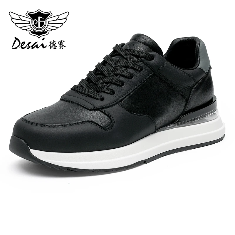 

DESAI Men Casual Shoes Genuine Leather Thick Bottom Air Light Male Sneakers Laces Up Breathable 2023 Fashion New Arrival