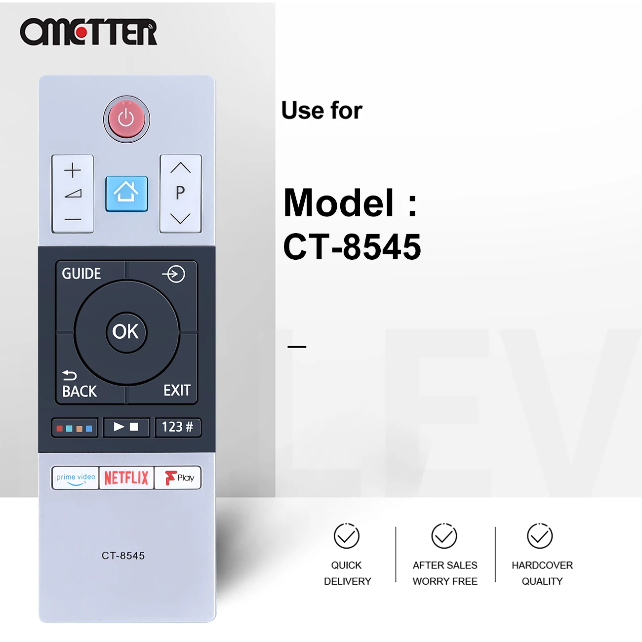 CT-8545 For Toshiba Remote Control Prime Video Netflix Fplay Button