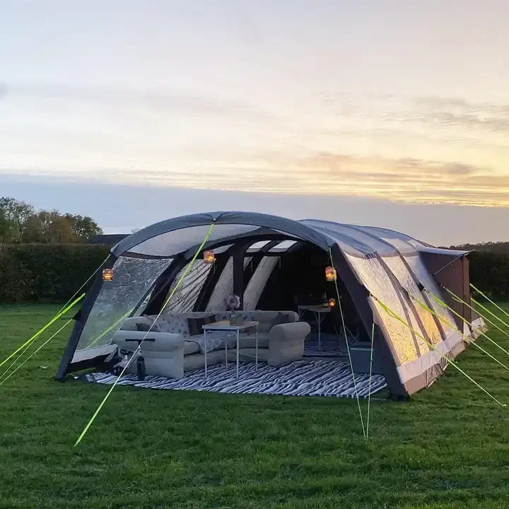 

Customized All Seasonal Waterproof Family Tunnel Tent Inflatable 8 Man Camping Tent With Awning