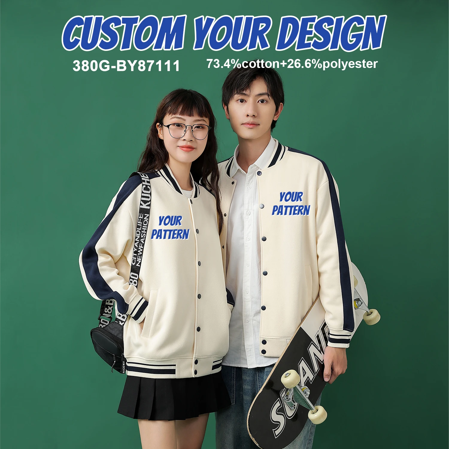 Classic 380g Baseball Jacket Custom Printing Logo Hedging Party Class Service Advertising Shirt Overalls