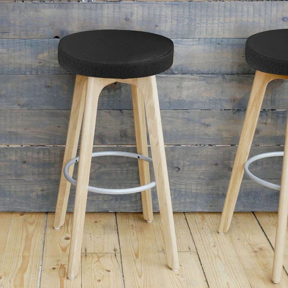

3Pcs Round Stool Cover Black Premium Material Wearresistant Elastic Band Nonslip Backing Home Bar Cafe Decor