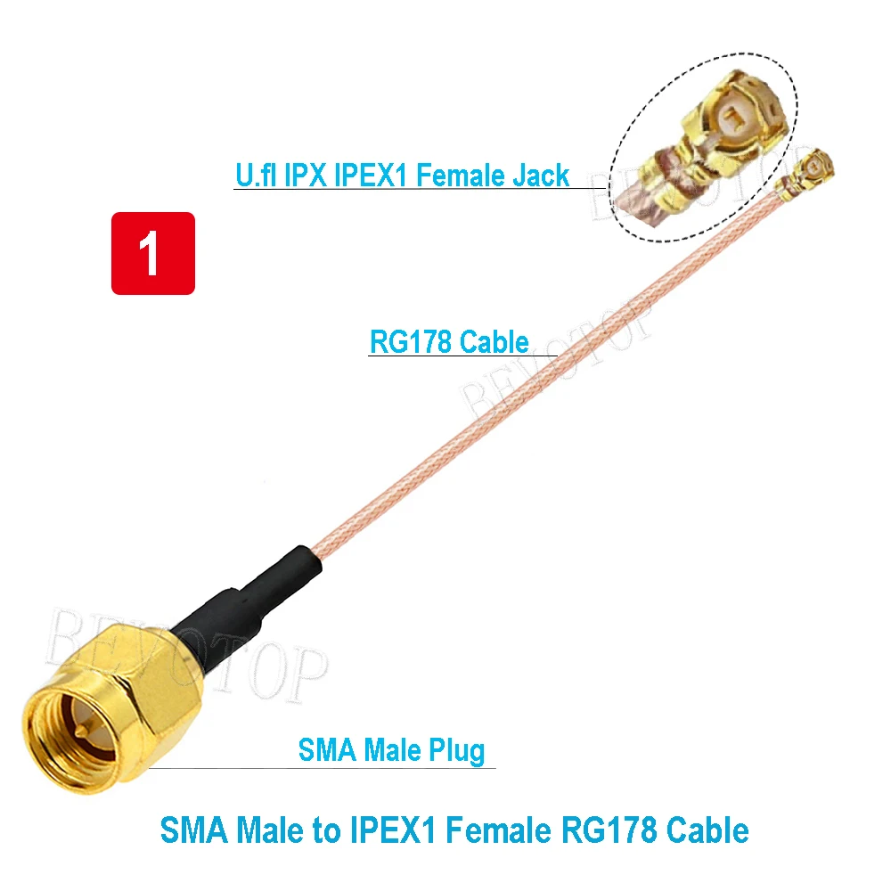 10PCS SMA to RG178 Cable SMA Male to uFL/u.FL/IPX/IPEX-1 Female Adapter RF Coaxial Pigtail WIFI Antenna Extension Cable