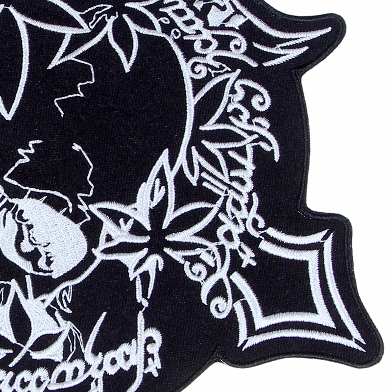 Cross Skull Large  Embroidery Patches For Clothing Emblem Applique Jacket Back Vest  Biker Clothes Garment Accessories Sew On