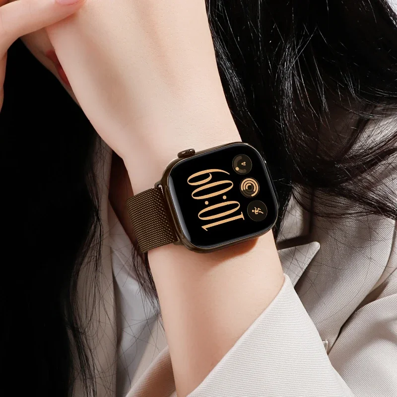 Milanese Loop For Apple Watch Straps 45mm 44mm 40mm 41mm 42mm-46mm Bracelet iwatch Series 12 11 10 8 7 6 5 SE 9 Ultra 4-3-2 49mm