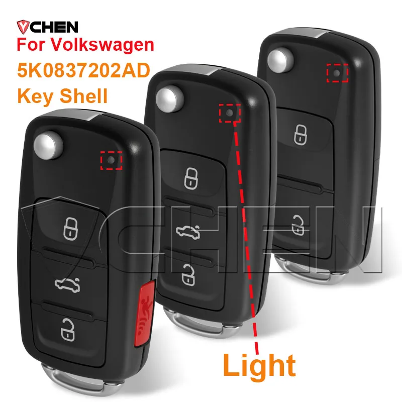 Folding Fob Shell Case for VW for SEAT for Skoda Golf Mk6 Tiguan Polo Amarok Ibiza Mii Octavia 5K0837202AD Key Housing Cover