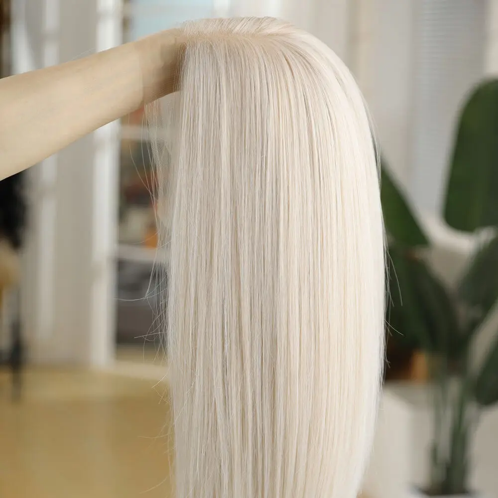 Perruque synthétique lisse et longue pour femme, accessoire capillaire blond