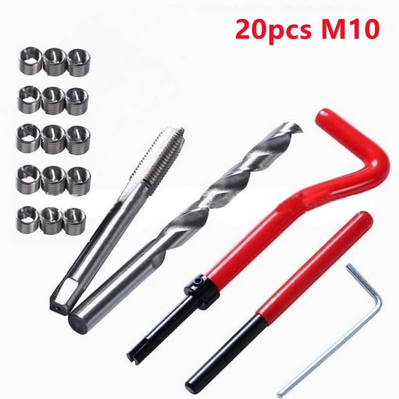 30Pcs Metric Thread Repair Kit M5 M6 M8 M10 M12 Screw Thread Inserts for Restoring Damaged Threads Repair Tools Drill Bit Kit