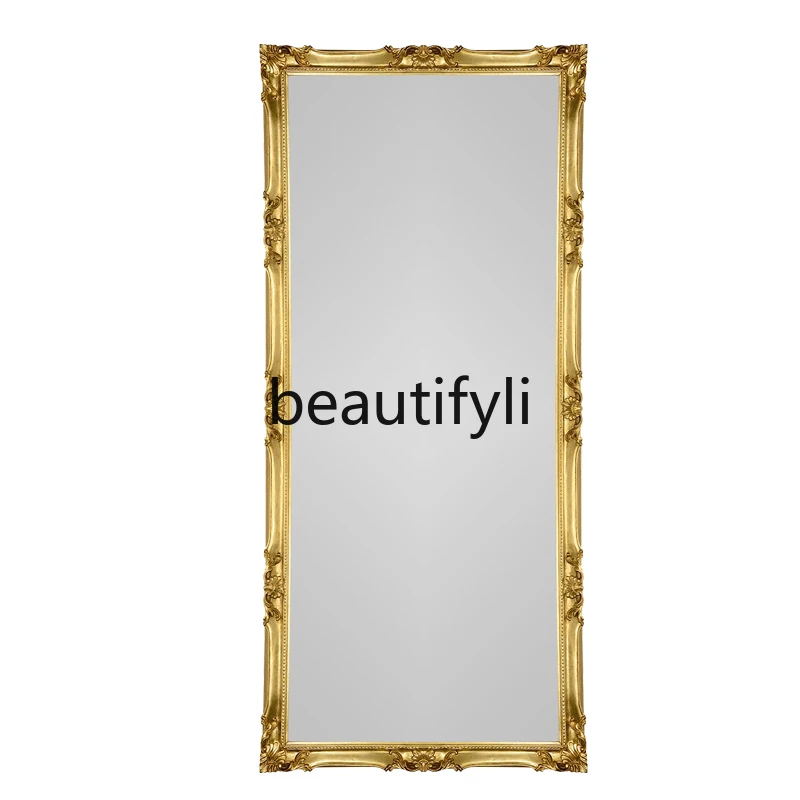 

European style, full-length mirror wall-mounted handmade, floor-to-ceiling, French medieval cloakroom full-length mirror