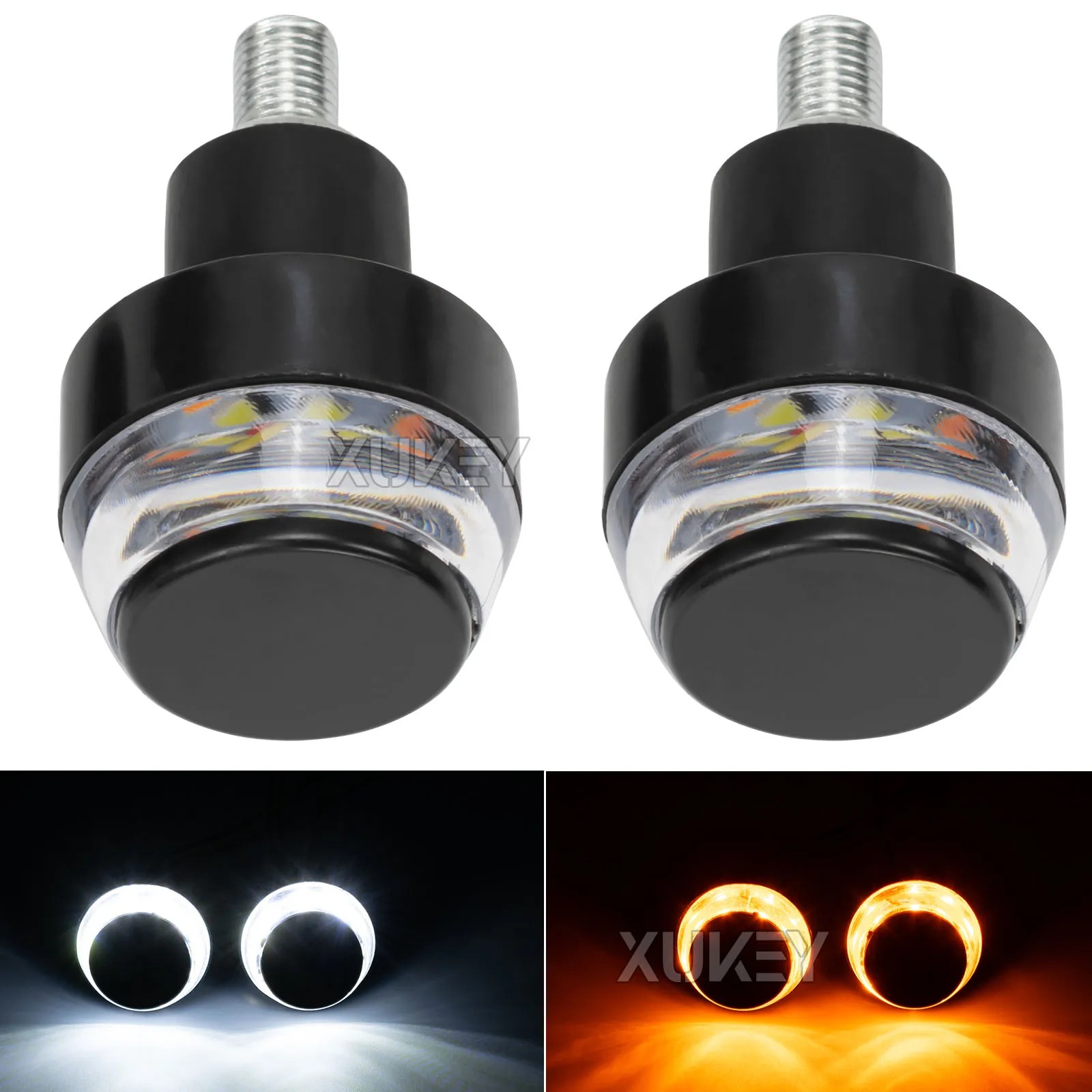 2pcs Motorcycle Turn Signals Bulb Indicators Blinkers Lights Motorcycle Handlebar End Light Plug Side Marker Lamp Accessory