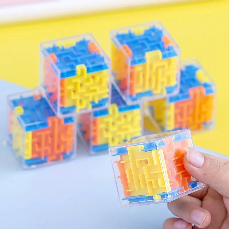 10Pcs Fun 3D Cube Rolling Beads Maze Educational Toys Boys Girls Birthday Wedding Guest Gift Giveaway Christmas Kids Gift Pinata