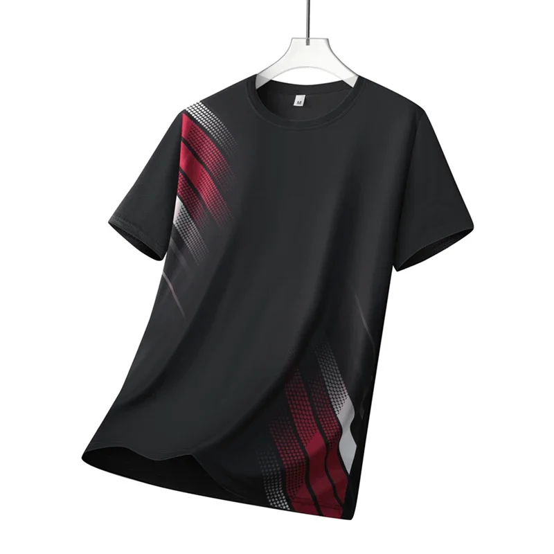 Herren Outdoor-Sport-T-Shirt Sommer Kühl Atmungsaktiv Farblich Abgestimmte Kurzarm-Shirts Herren Lauf- und Fitness-T-Shirt Leicht und Locker