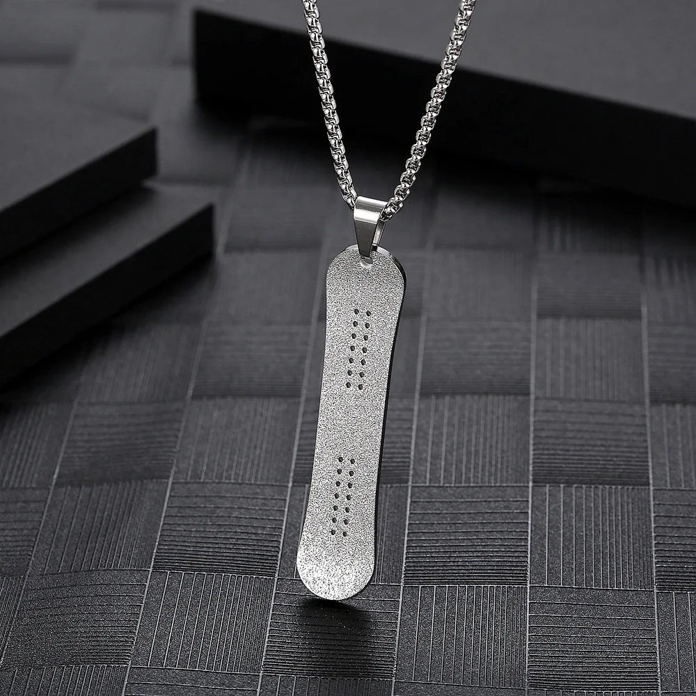 Stainless Steel Men Punk Rock Ski Snowboard Pendant Necklace Fashion Jewelry Gift