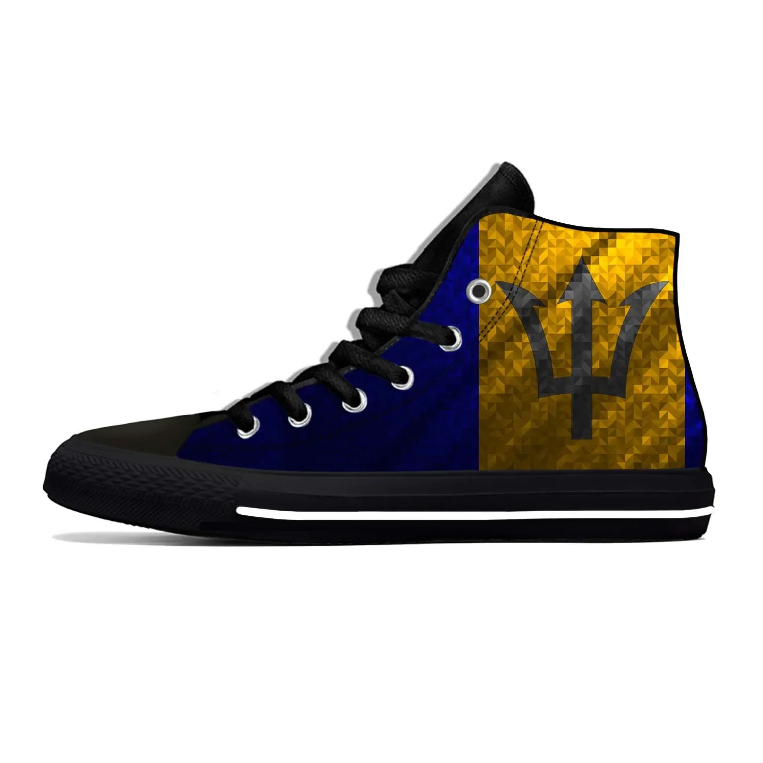 Barbados Flag Patriotic Pride Cool Funny Fahsion Casual Cloth Shoes High Top Comfortable Breathable 3D Print Men Women Sneakers