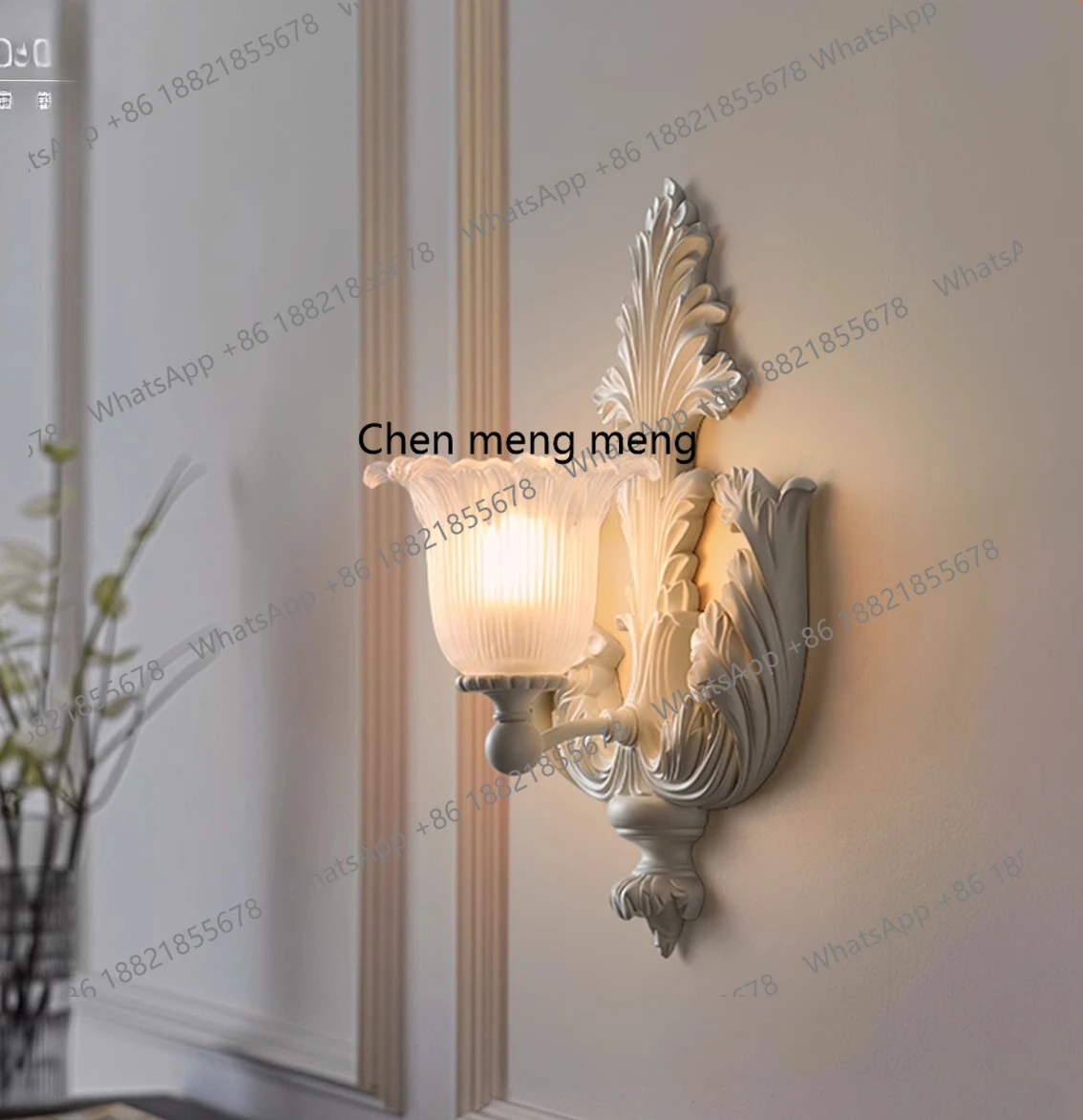 

Французский гипсовый настенный светильник для гостиной, дивана, фоновая стена, ретро освещение, проход отеля, антикварное искусство, резной настенный светильник